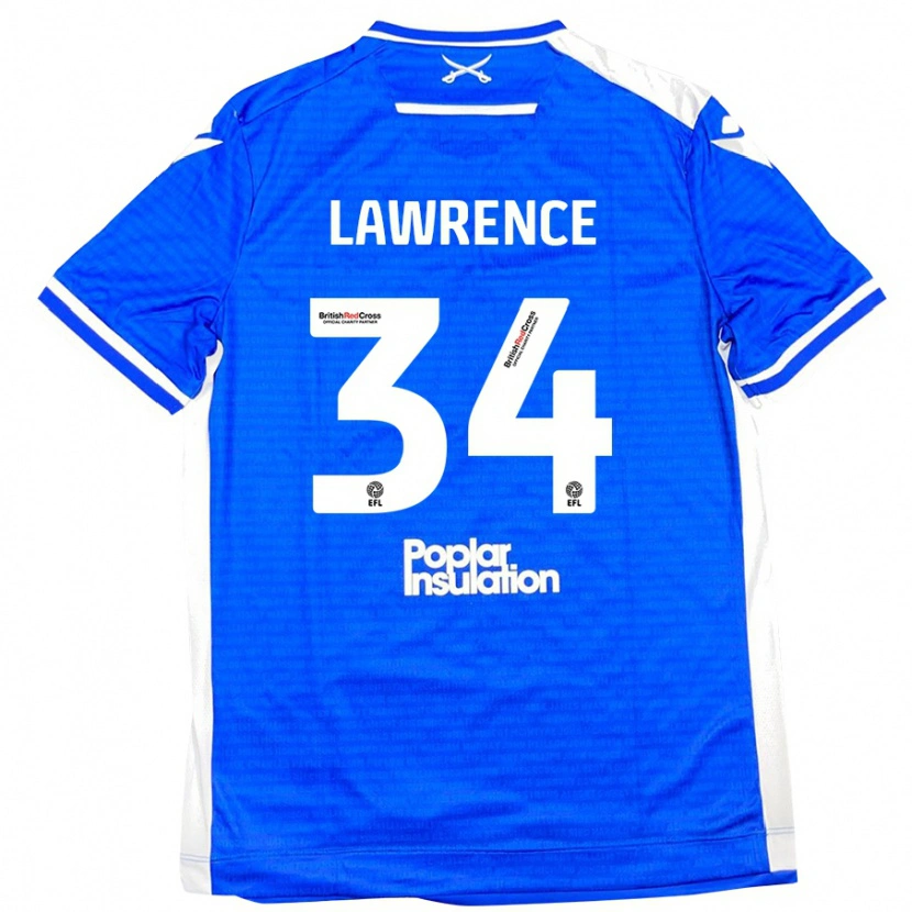 Danxen Mujer Camiseta Jerry Lawrence #34 Azul Blanco 1ª Equipación 2024/25 La Camisa México