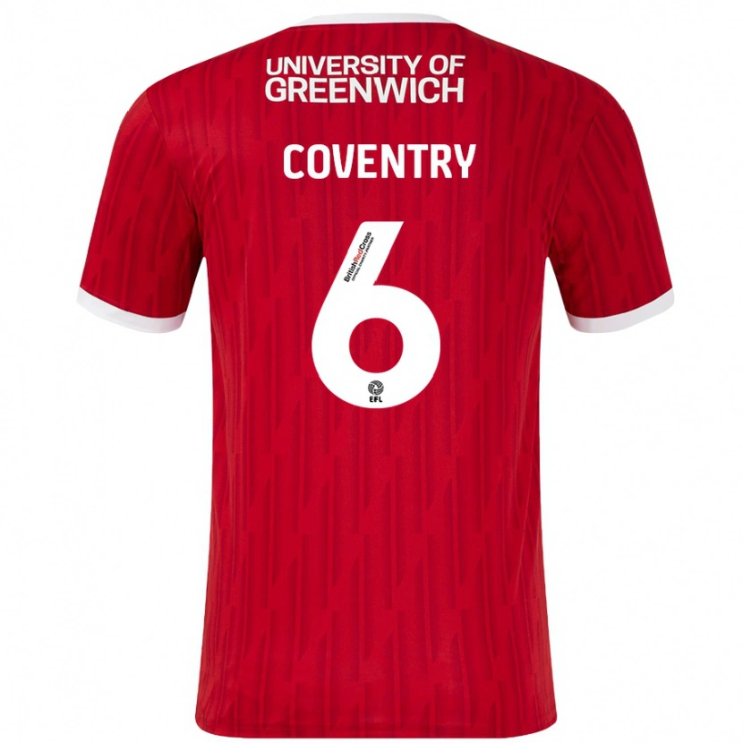 Danxen Mujer Camiseta Conor Coventry #6 Rojo Blanco 1ª Equipación 2024/25 La Camisa México