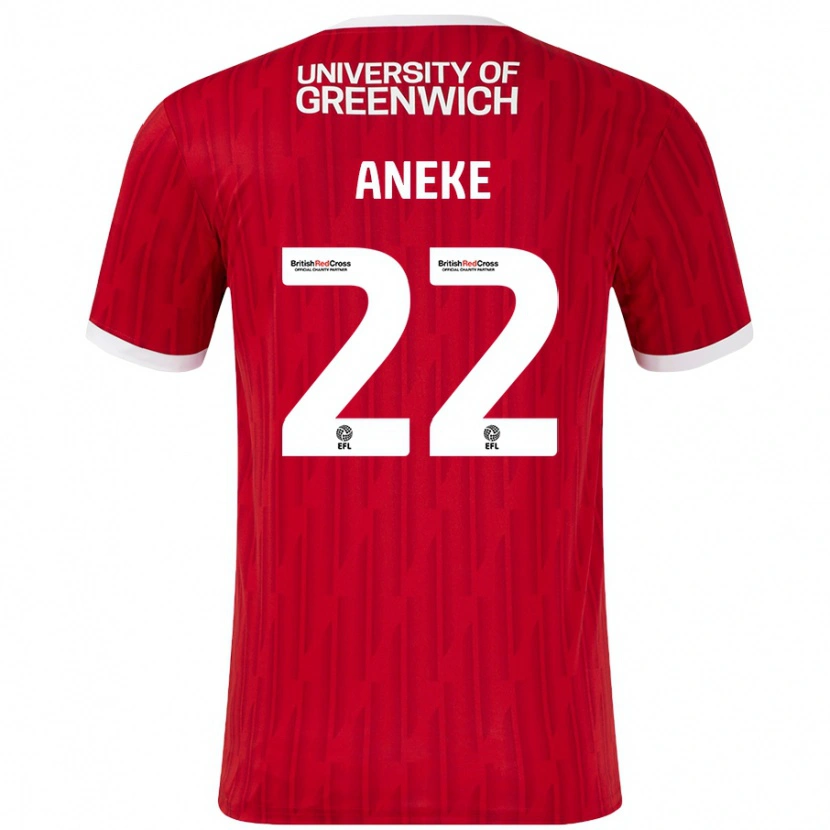 Danxen Mujer Camiseta Chuks Aneke #22 Rojo Blanco 1ª Equipación 2024/25 La Camisa México