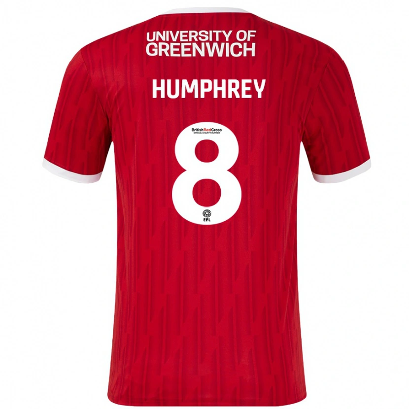 Danxen Mujer Camiseta Carla Humphrey #8 Rojo Blanco 1ª Equipación 2024/25 La Camisa México