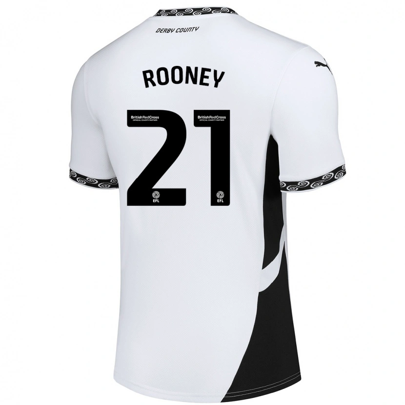 Danxen Mujer Camiseta Jake Rooney #21 Blanco Negro 1ª Equipación 2024/25 La Camisa México