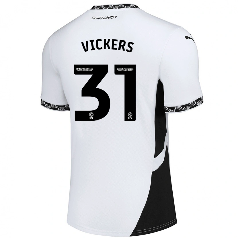 Danxen Mujer Camiseta Josh Vickers #31 Blanco Negro 1ª Equipación 2024/25 La Camisa México