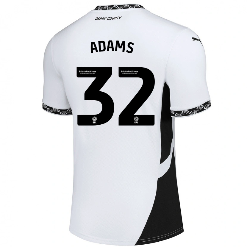 Danxen Mujer Camiseta Ebou Adams #32 Blanco Negro 1ª Equipación 2024/25 La Camisa México