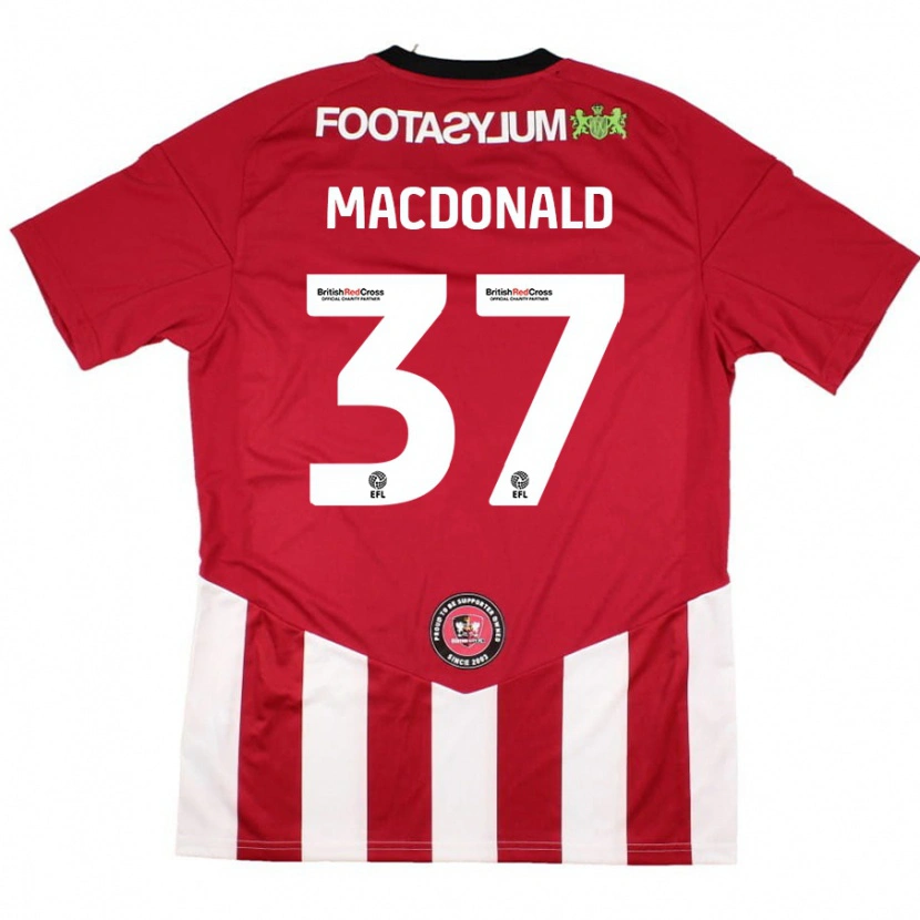 Danxen Mujer Camiseta Shaun Macdonald #37 Rojo Blanco 1ª Equipación 2024/25 La Camisa México