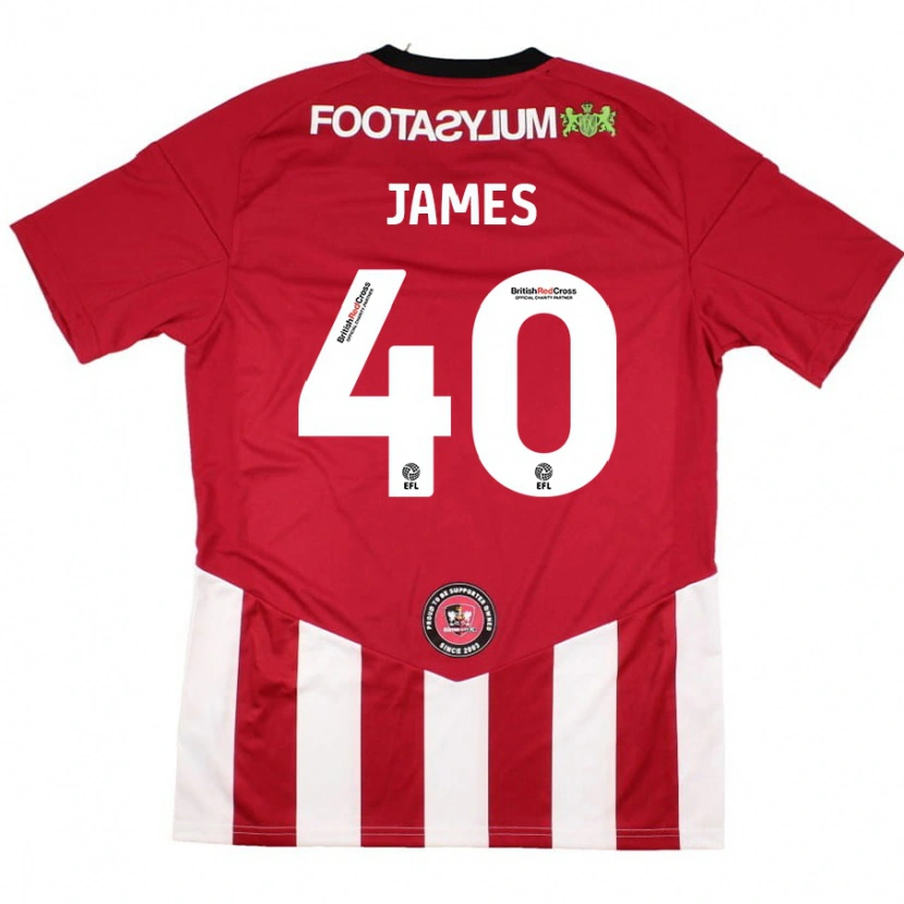 Danxen Mujer Camiseta Ed James #40 Rojo Blanco 1ª Equipación 2024/25 La Camisa México