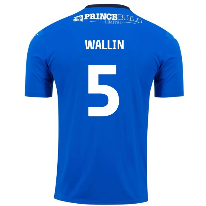 Danxen Mujer Camiseta Oscar Wallin #5 Azul Blanco 1ª Equipación 2024/25 La Camisa México