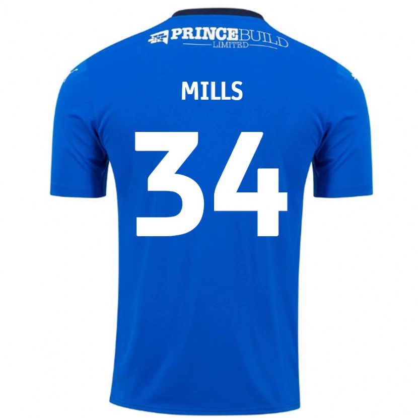 Danxen Mujer Camiseta Harley Mills #34 Azul Blanco 1ª Equipación 2024/25 La Camisa México