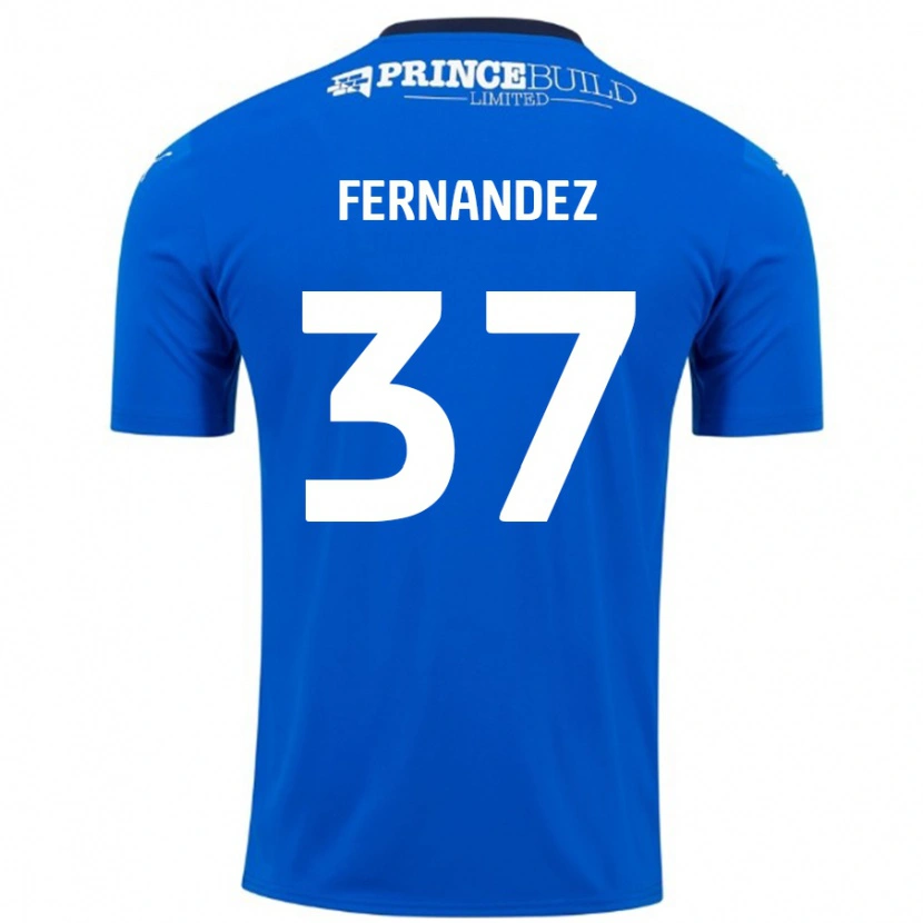 Danxen Mujer Camiseta Emmanuel Fernandez #37 Azul Blanco 1ª Equipación 2024/25 La Camisa México