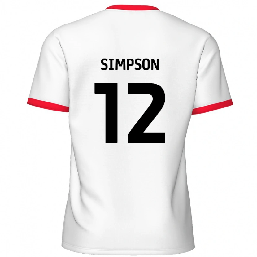 Danxen Mujer Camiseta Tyreece Simpson #12 Blanco Rojo 1ª Equipación 2024/25 La Camisa México