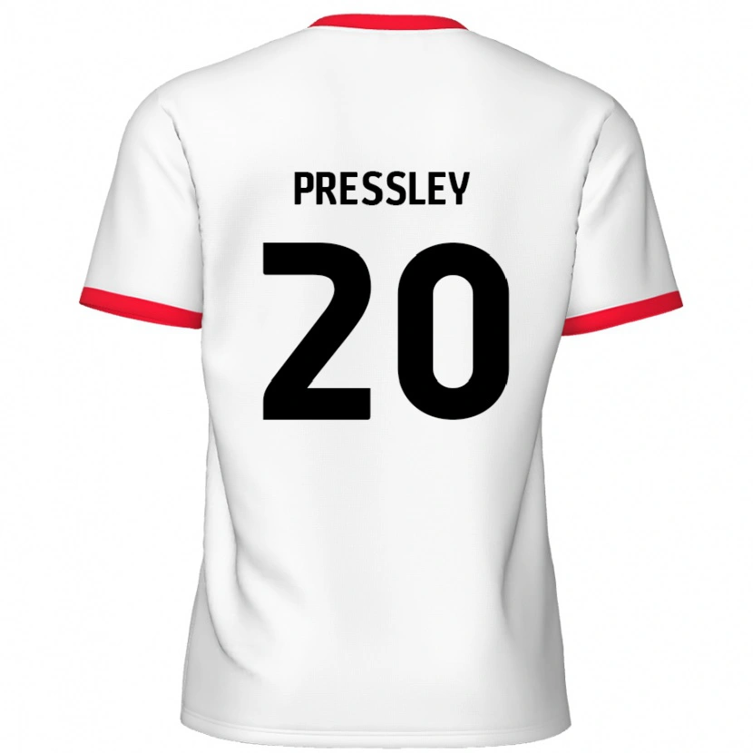 Danxen Mujer Camiseta Aaron Pressley #20 Blanco Rojo 1ª Equipación 2024/25 La Camisa México