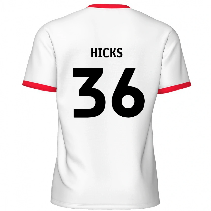 Danxen Mujer Camiseta David Hicks #36 Blanco Rojo 1ª Equipación 2024/25 La Camisa México