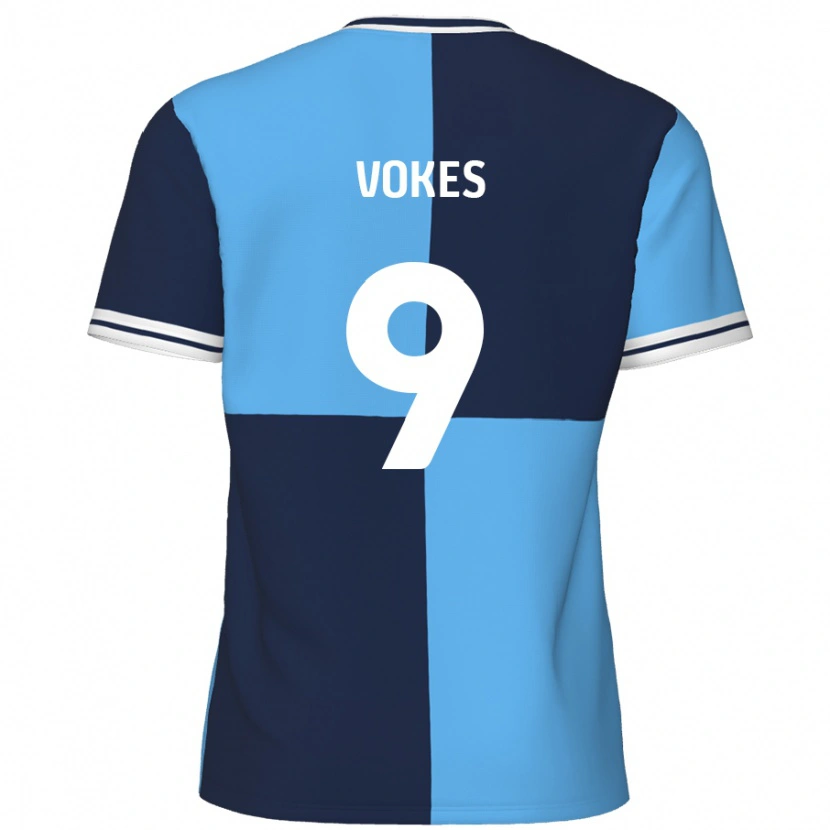 Danxen Mujer Camiseta Sam Vokes #9 Azul Cielo Azul Oscuro 1ª Equipación 2024/25 La Camisa México