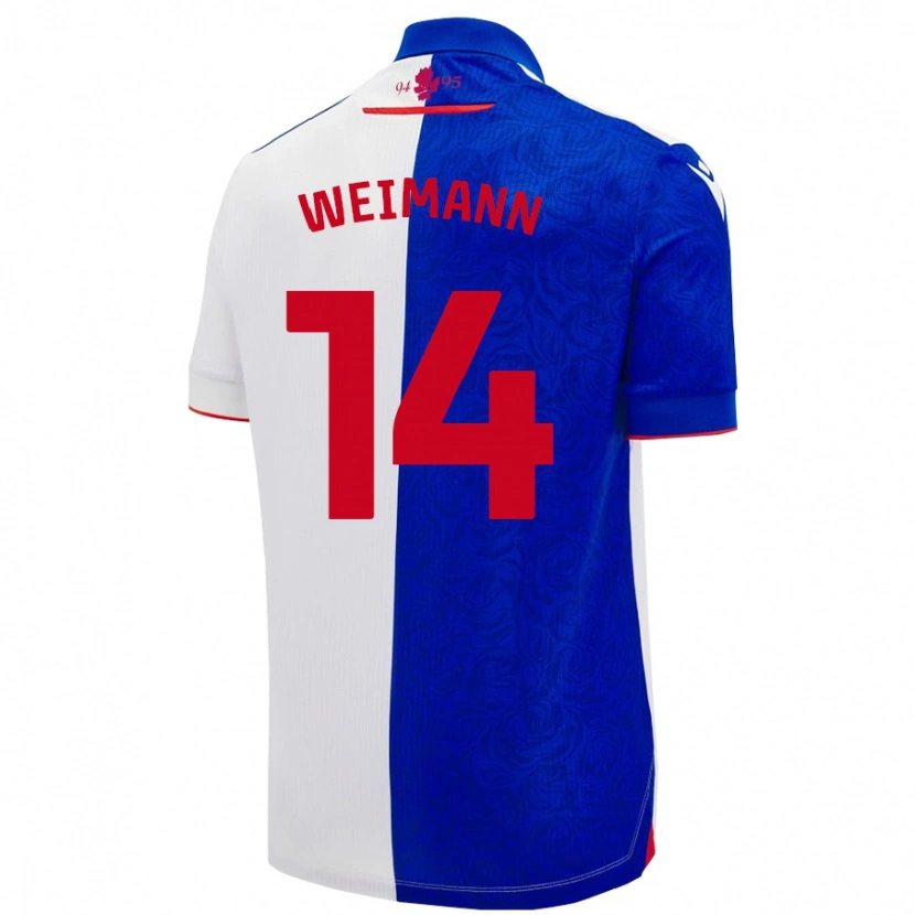 Danxen Mujer Camiseta Andreas Weimann #14 Azul Cielo Blanco 1ª Equipación 2024/25 La Camisa México