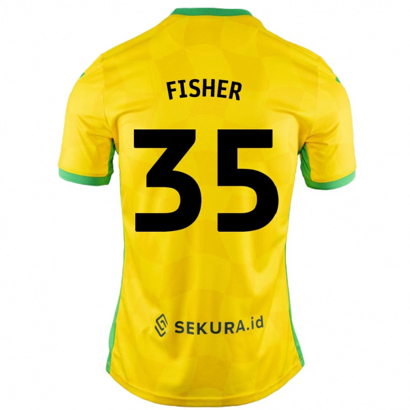 Danxen Mujer Camiseta Kellen Fisher #35 Amarillo Verde 1ª Equipación 2024/25 La Camisa México