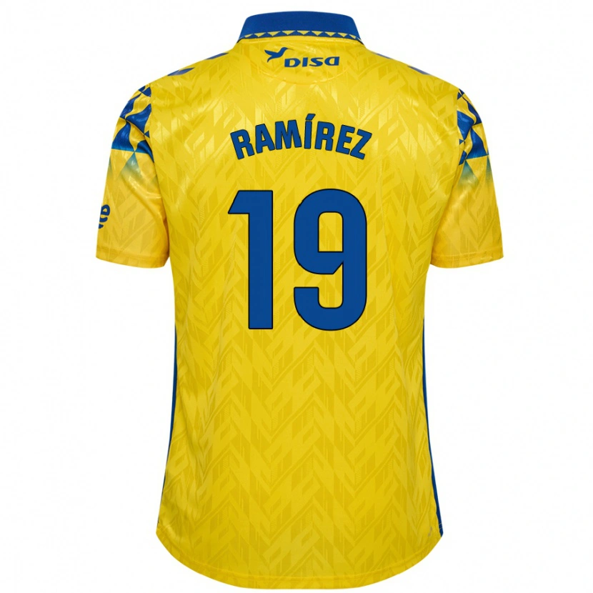 Danxen Mujer Camiseta Sandro Ramírez #19 Amarillo Azul 1ª Equipación 2024/25 La Camisa México