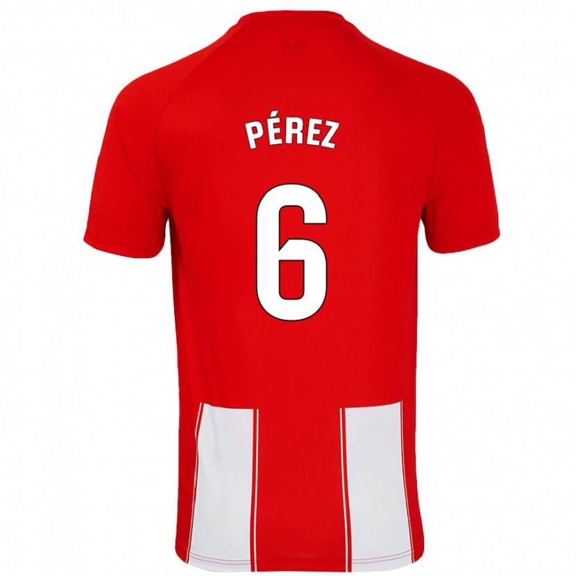 Danxen Mujer Camiseta René Pérez #6 Rojo Blanco 1ª Equipación 2024/25 La Camisa México