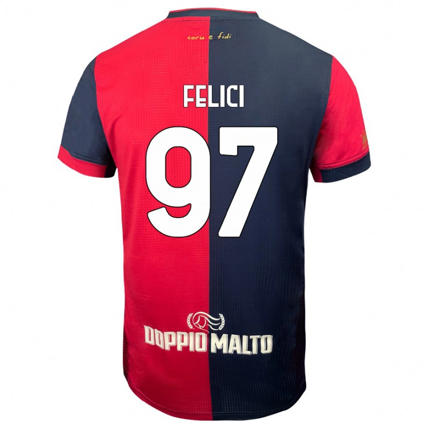 Danxen Mujer Camiseta Mattia Felici #97 Rojo Azul Más Oscuro 1ª Equipación 2024/25 La Camisa México