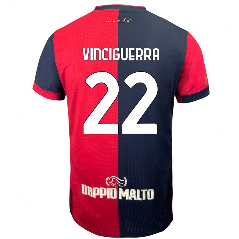 Danxen Mujer Camiseta Alessandro Vinciguerra #22 Rojo Azul Más Oscuro 1ª Equipación 2024/25 La Camisa México