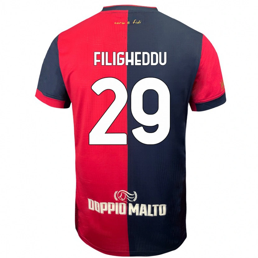 Danxen Mujer Camiseta Daniele Filigheddu #29 Rojo Azul Más Oscuro 1ª Equipación 2024/25 La Camisa México