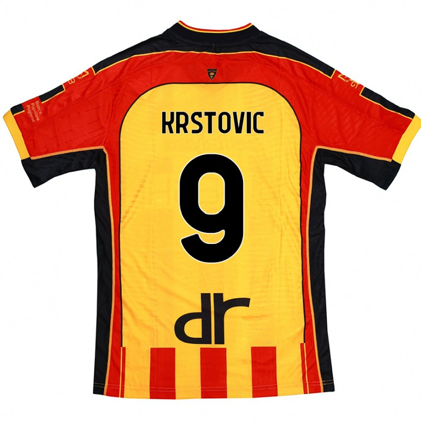 Danxen Mujer Camiseta Nikola Krstovic #9 Amarillo Rojo 1ª Equipación 2024/25 La Camisa México