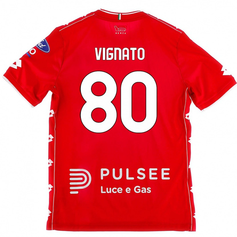 Danxen Mujer Camiseta Samuele Vignato #80 Rojo Blanco 1ª Equipación 2024/25 La Camisa México