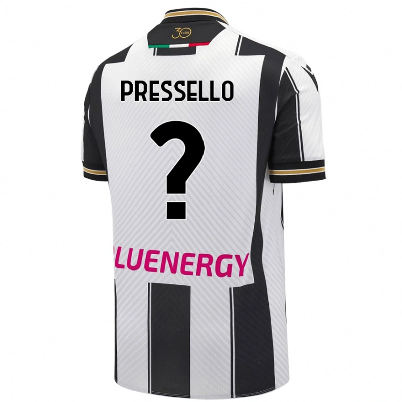Danxen Mujer Camiseta Matteo Pressello #0 Blanco Negro 1ª Equipación 2024/25 La Camisa México