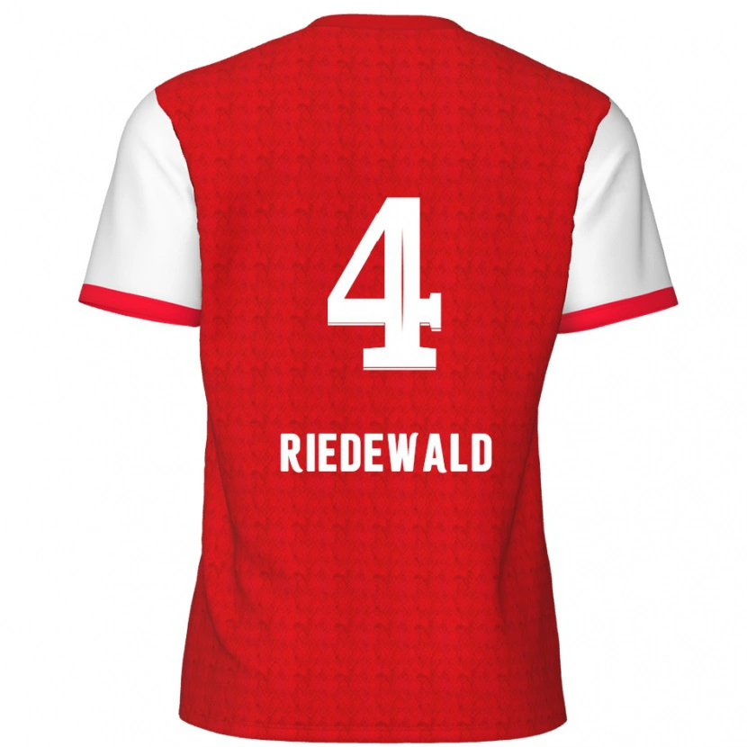Danxen Mujer Camiseta Jairo Riedewald #4 Rojo Blanco 1ª Equipación 2024/25 La Camisa México
