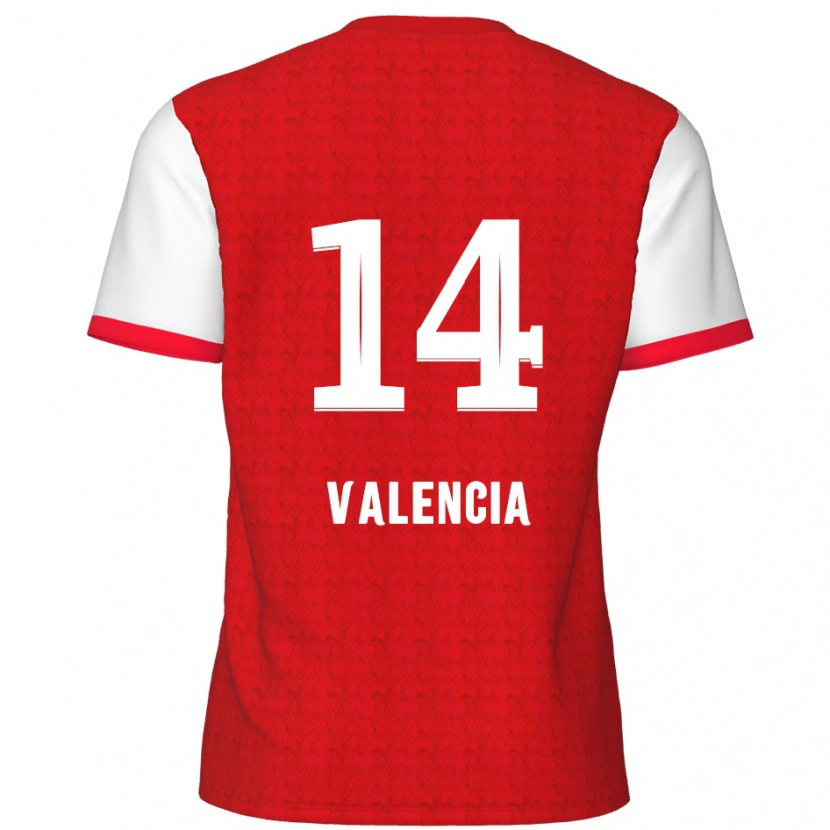 Danxen Mujer Camiseta Anthony Valencia #14 Rojo Blanco 1ª Equipación 2024/25 La Camisa México