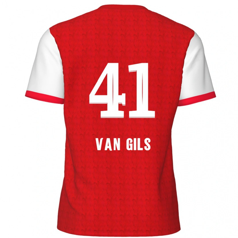 Danxen Mujer Camiseta Mathis Van Gils #41 Rojo Blanco 1ª Equipación 2024/25 La Camisa México
