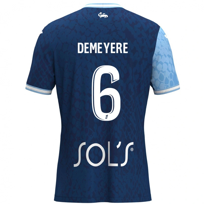 Danxen Mujer Camiseta Silke Demeyere #6 Azul Cielo Azul Oscuro 1ª Equipación 2024/25 La Camisa México