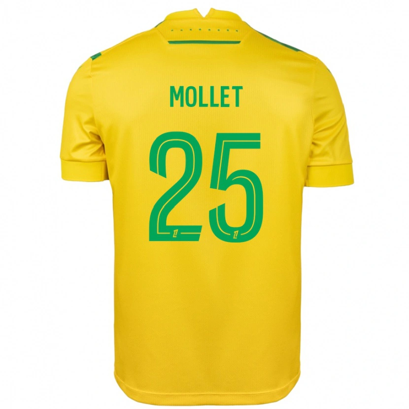 Danxen Mujer Camiseta Florent Mollet #25 Amarillo Verde 1ª Equipación 2024/25 La Camisa México