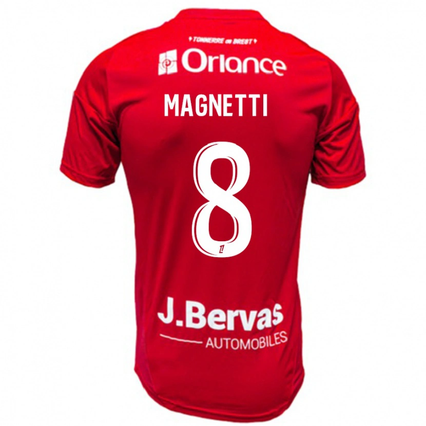 Danxen Mujer Camiseta Hugo Magnetti #8 Rojo Blanco 1ª Equipación 2024/25 La Camisa México