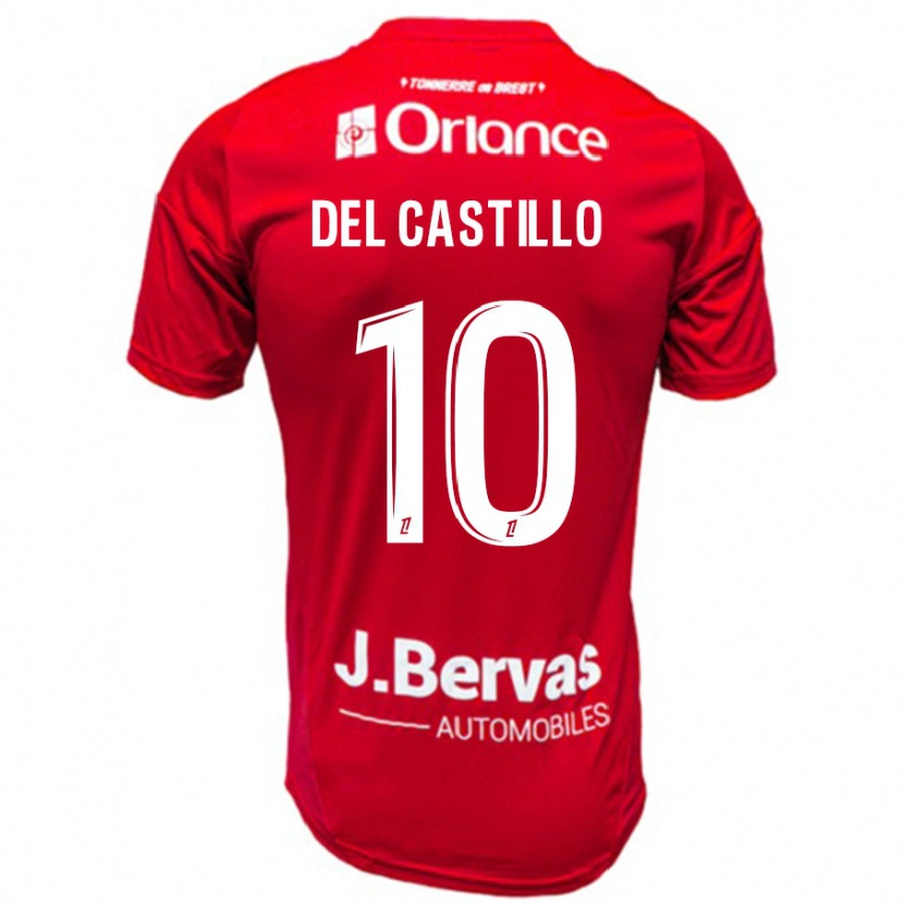 Danxen Mujer Camiseta Romain Del Castillo #10 Rojo Blanco 1ª Equipación 2024/25 La Camisa México