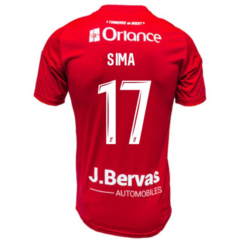 Danxen Mujer Camiseta Abdallah Sima #17 Rojo Blanco 1ª Equipación 2024/25 La Camisa México