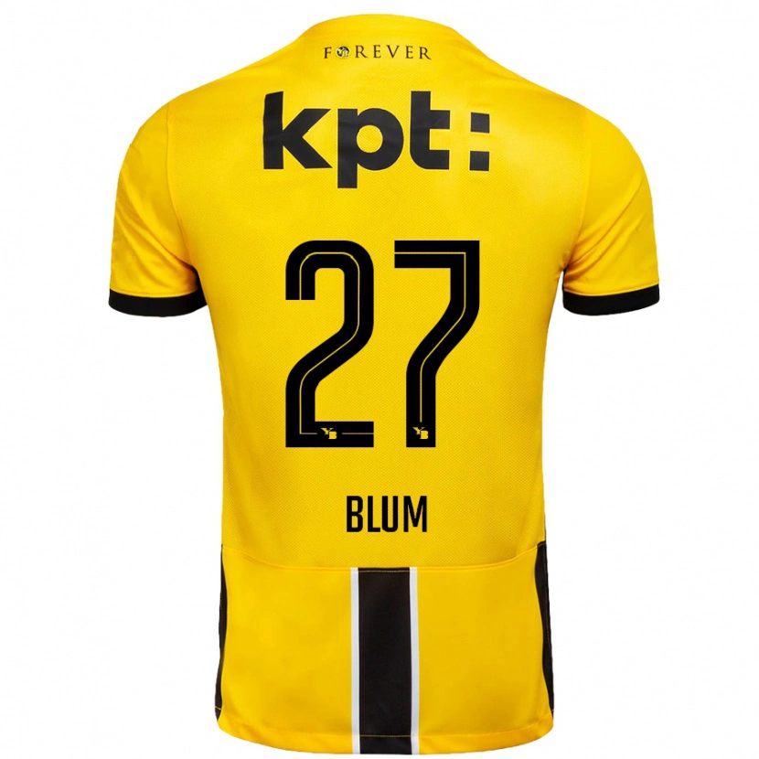 Danxen Mujer Camiseta Lewin Blum #27 Amarillo Negro 1ª Equipación 2024/25 La Camisa México