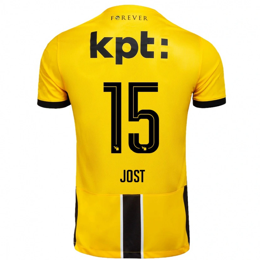 Danxen Mujer Camiseta Tristan Jost #15 Amarillo Negro 1ª Equipación 2024/25 La Camisa México