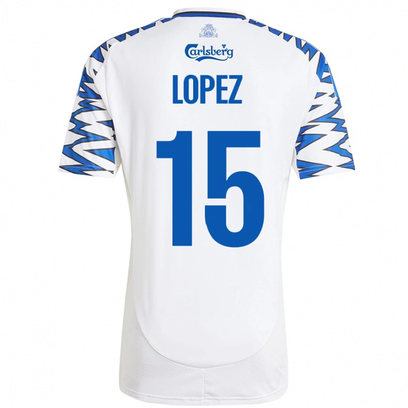 Danxen Mujer Camiseta Marcos López #15 Blanco Azul Cielo 1ª Equipación 2024/25 La Camisa México