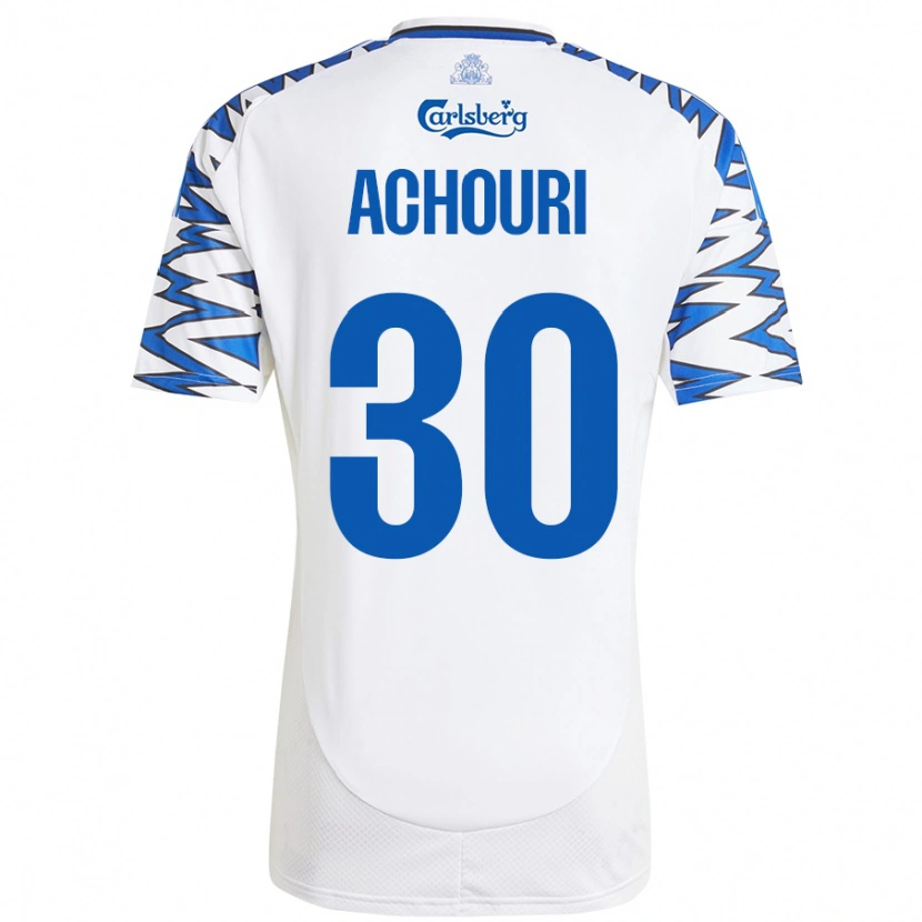 Danxen Mujer Camiseta Elias Achouri #30 Blanco Azul Cielo 1ª Equipación 2024/25 La Camisa México