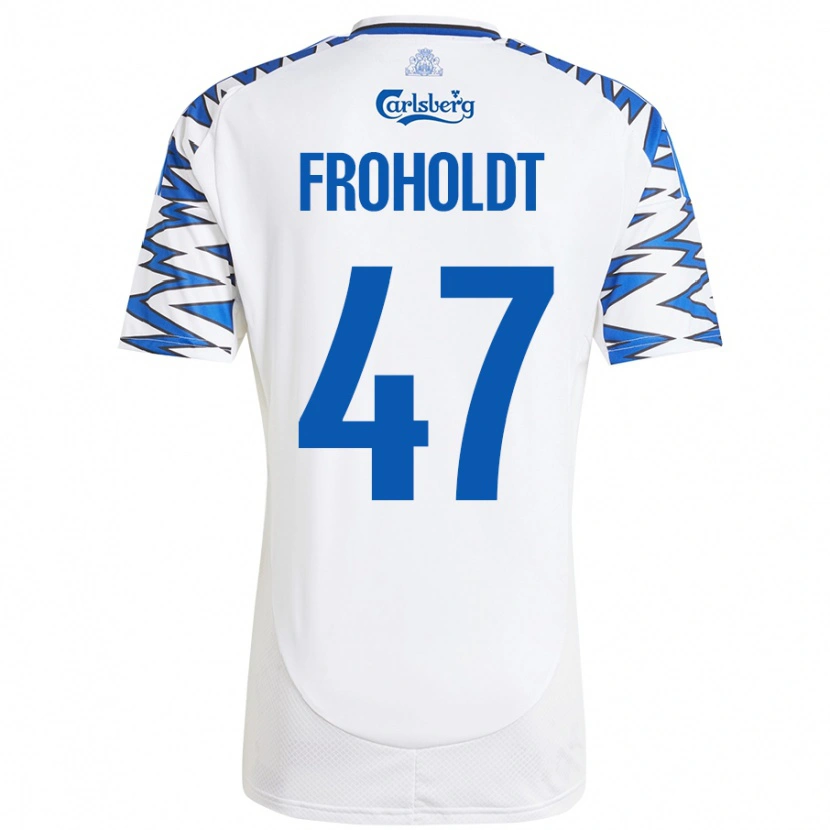 Danxen Mujer Camiseta Victor Froholdt #47 Blanco Azul Cielo 1ª Equipación 2024/25 La Camisa México