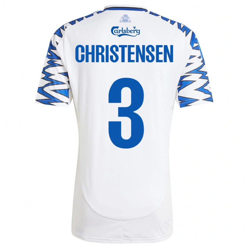 Danxen Mujer Camiseta Sebastian Christensen #3 Blanco Azul Cielo 1ª Equipación 2024/25 La Camisa México