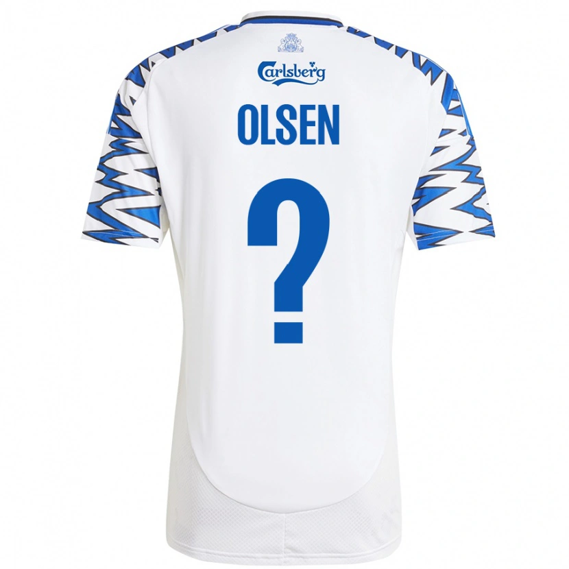 Danxen Mujer Camiseta Gunnar Olsen #0 Blanco Azul Cielo 1ª Equipación 2024/25 La Camisa México