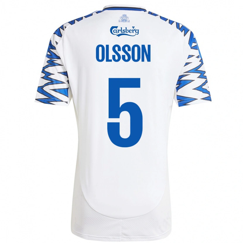 Danxen Mujer Camiseta Cornelius Olsson #5 Blanco Azul Cielo 1ª Equipación 2024/25 La Camisa México