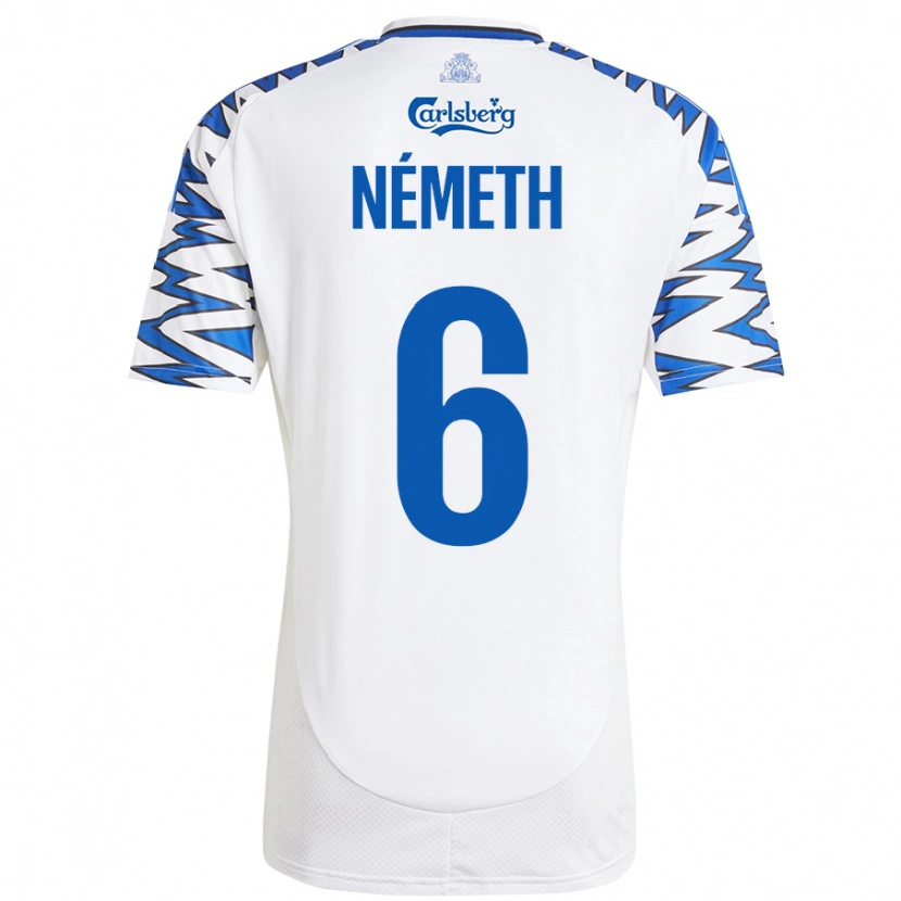 Danxen Mujer Camiseta Hunor Németh #6 Blanco Azul Cielo 1ª Equipación 2024/25 La Camisa México
