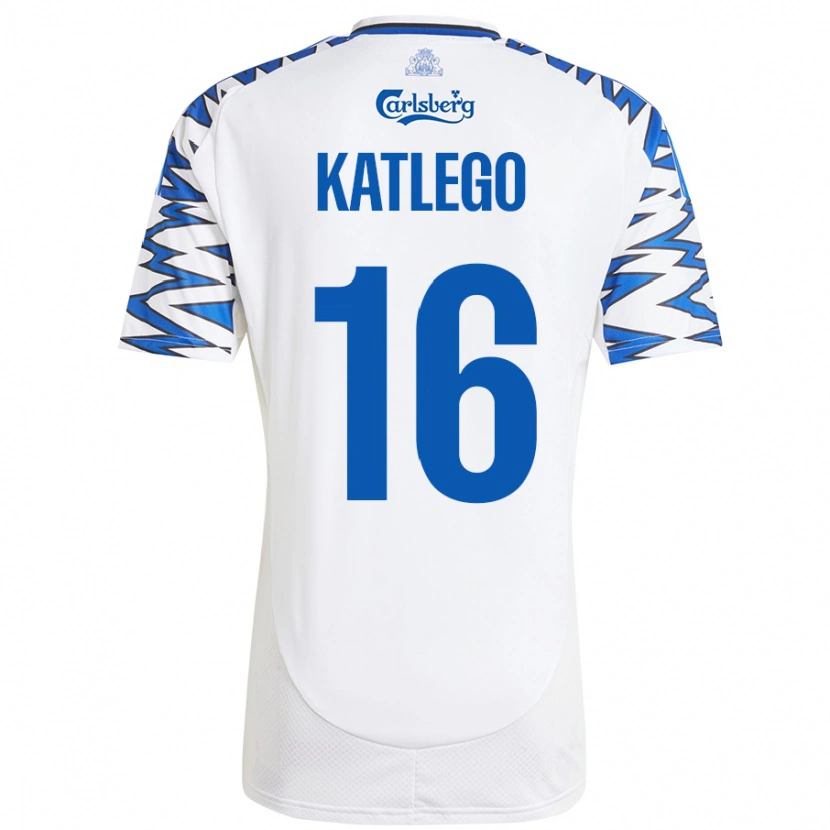 Danxen Mujer Camiseta David Katlego #16 Blanco Azul Cielo 1ª Equipación 2024/25 La Camisa México