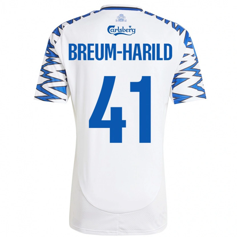 Danxen Mujer Camiseta Tobias Breum-Harild #41 Blanco Azul Cielo 1ª Equipación 2024/25 La Camisa México