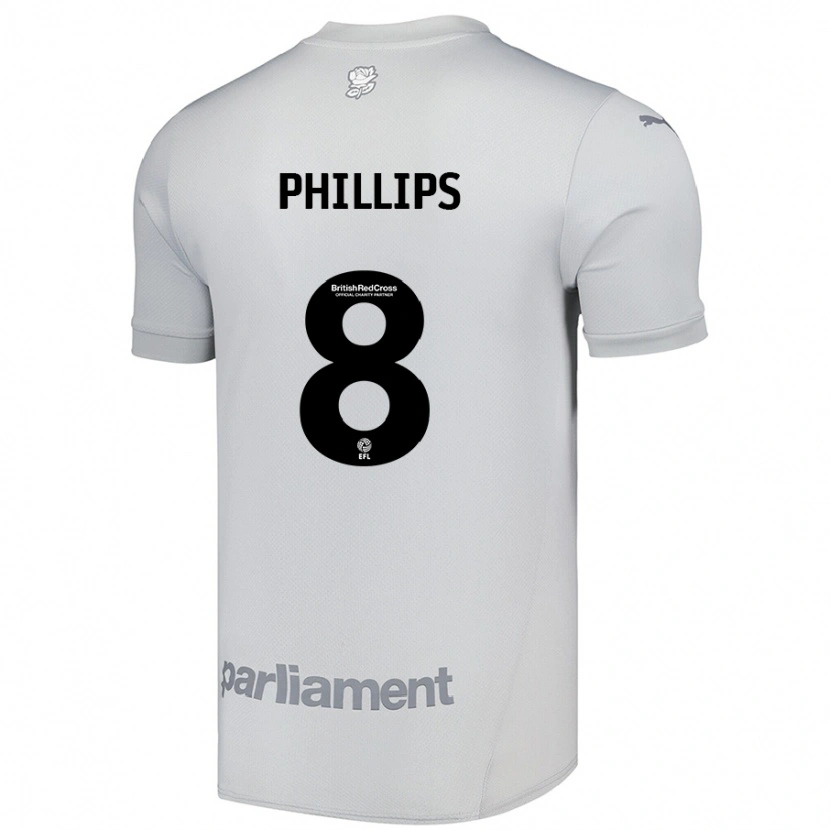 Danxen Mujer Camiseta Adam Phillips #8 Gris Plata 2ª Equipación 2024/25 La Camisa México