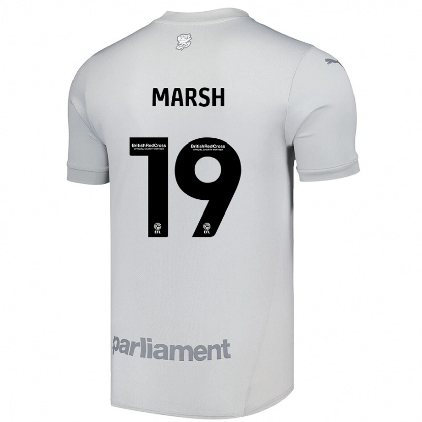 Danxen Mujer Camiseta Aiden Marsh #19 Gris Plata 2ª Equipación 2024/25 La Camisa México