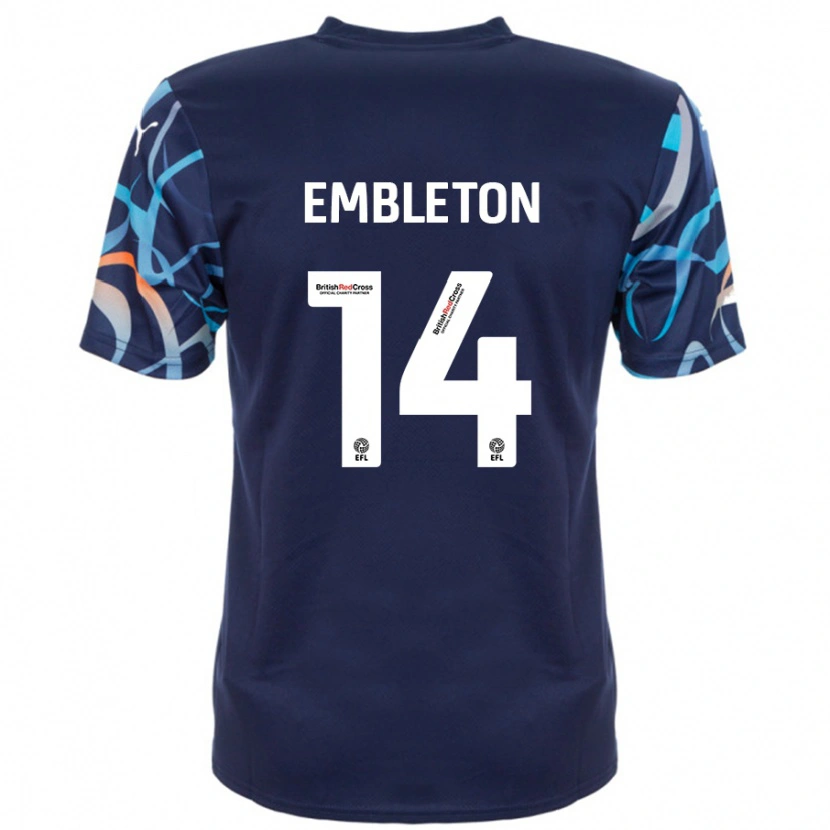 Danxen Mujer Camiseta Elliot Embleton #14 Azul Marino 2ª Equipación 2024/25 La Camisa México