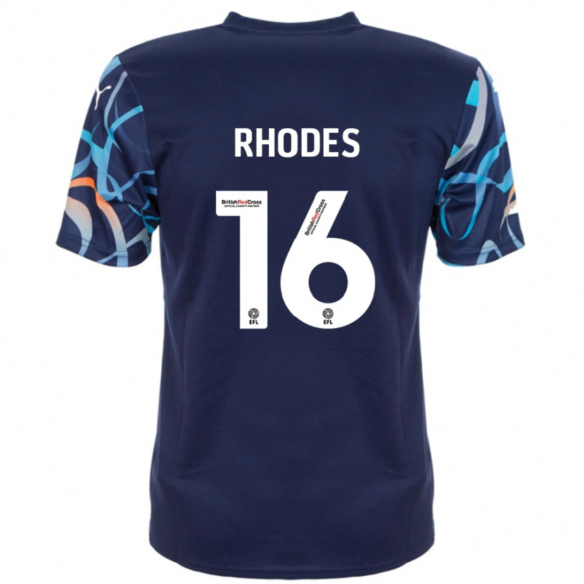 Danxen Mujer Camiseta Jordan Rhodes #16 Azul Marino 2ª Equipación 2024/25 La Camisa México