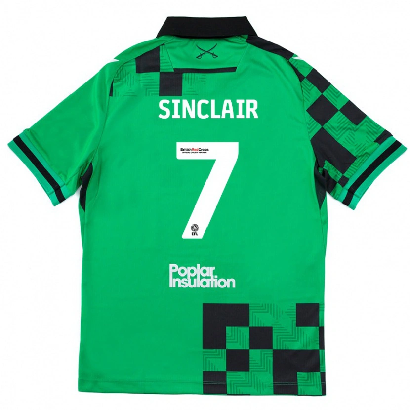Danxen Mujer Camiseta Scott Sinclair #7 Verde Negro 2ª Equipación 2024/25 La Camisa México